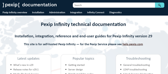 Pexip Infinity Technical Documentation Webpage